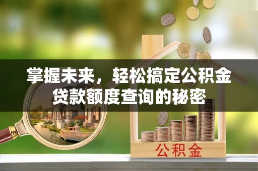 机会掌握未来，轻松搞定公积金贷款额度查询的秘密